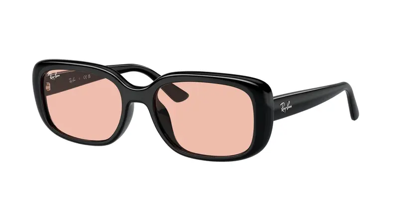 Ray - Ban Unisex RB4421D  667784 Occhiali da sole Acetato Nero Rosa Pillow Normale