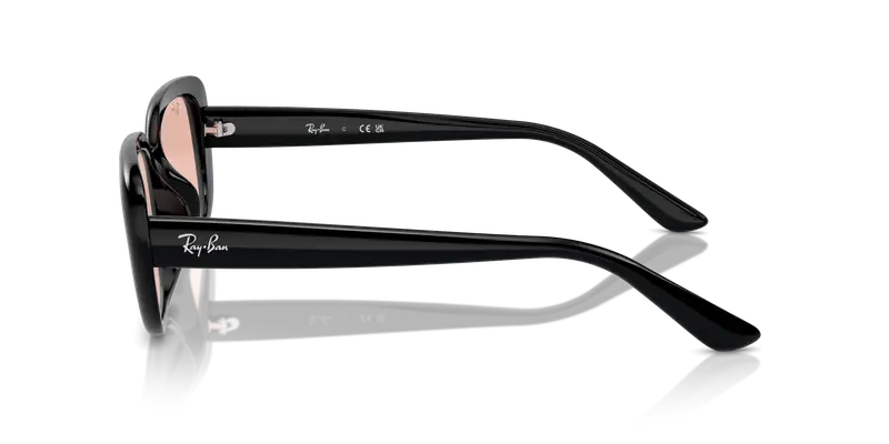 Ray - Ban Unisex RB4421D 667784 Occhiali da sole Acetato Nero Rosa Pillow Normale miniatura 3