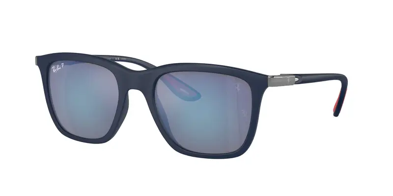Ray - Ban Unisex RB4433M F698H0 Occhiali da sole Nylon Blu Grigio Squadrata Polarizzata Specchiato
