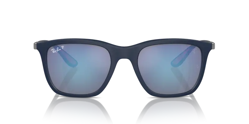 Ray - Ban Unisex RB4433M F698H0 Occhiali da sole Nylon Blu Grigio Squadrata Polarizzata Specchiato miniatura 2