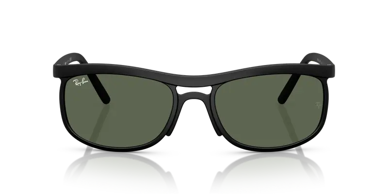Ray - Ban Unisex RB4452 601S71 Occhiali da sole Peek Nero Verde Squadrata Normale miniatura 2