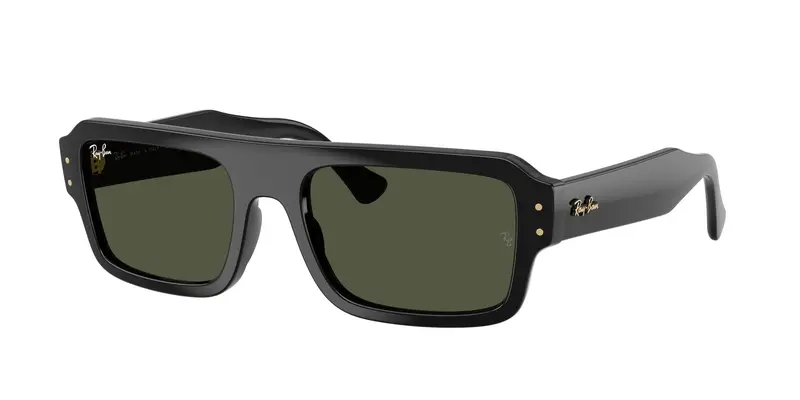 Ray - Ban Unisex RB4454 LUKAS 667731 Occhiali da sole Acetato Nero Verde Squadrata Normale