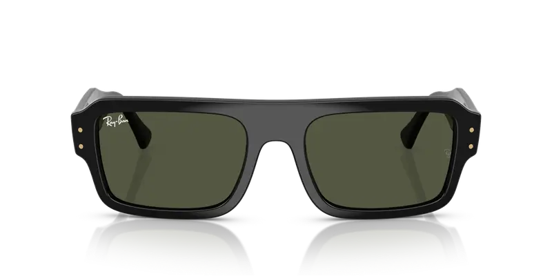 Ray - Ban Unisex RB4454 LUKAS 667731 Occhiali da sole Acetato Nero Verde Squadrata Normale miniatura 2