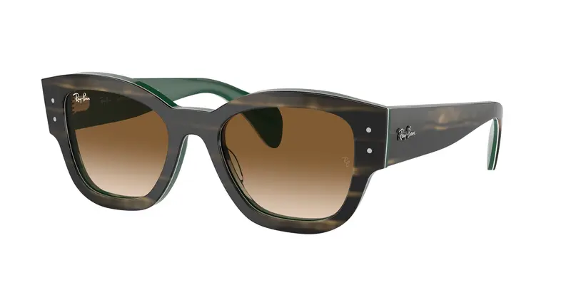 Ray - Ban Unisex RB7681S JORGE 140251 Occhiali da sole Acetato Verde Marrone Squadrata Normale Sfumato