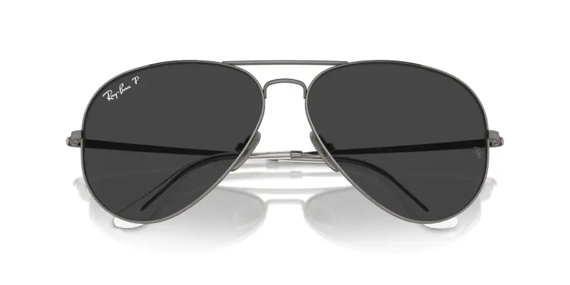 Unisex RB8089 AVIATOR TITANIUM 165/48 Occhiali da sole Titanio Grigio Nero Pilot Polarizzata miniatura 2