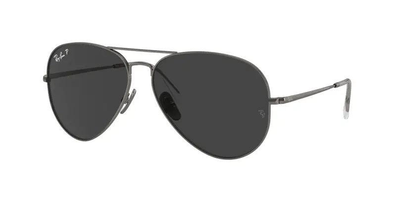Unisex RB8089 AVIATOR TITANIUM 165/48 Occhiali da sole Titanio Grigio Nero Pilot Polarizzata