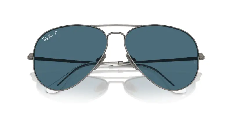 Unisex RB8089 AVIATOR TITANIUM 165/S2 Occhiali da sole Titanio Grigio Blu Pilot Polarizzata Antiriflesso miniatura 2