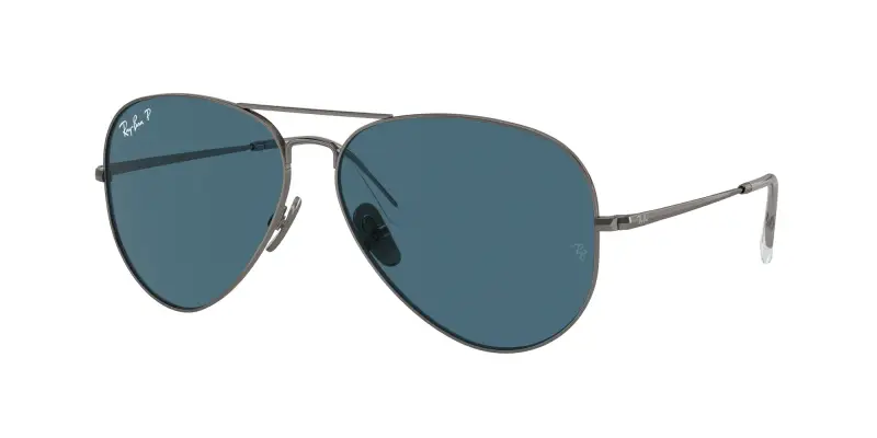 Unisex RB8089 AVIATOR TITANIUM 165/S2 Occhiali da sole Titanio Grigio Blu Pilot Polarizzata Antiriflesso