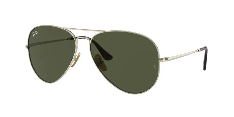 Ray - Ban Unisex RB8089 AVIATOR TITANIUM 926531 Occhiali da sole Titanio Oro Verde Pilot Normale