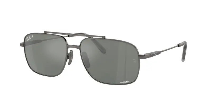 Ray - Ban Unisex RB8096 MICHAEL TITANIUM 165/GK Occhiali da sole Metallo Grigio Grigio Pillow Polarizzata Specchiato