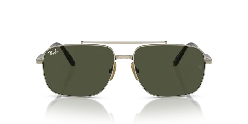 Ray - Ban Unisex RB8096 MICHAEL TITANIUM 926531 Occhiali da sole Metallo Oro Verde Pillow Normale miniatura 2