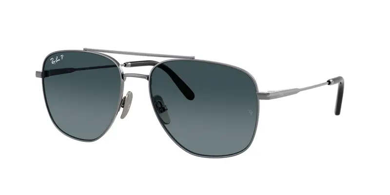 Ray - Ban Unisex RB8097 WILLIAM TITANIUM 165/S3 Occhiali da sole Titanio Grigio Blu Squadrata Polarizzata Sfumato