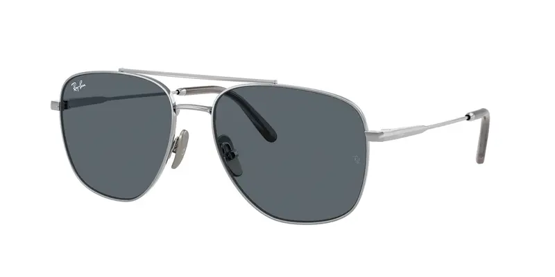 Ray - Ban Unisex RB8097 WILLIAM TITANIUM 9209R5 Occhiali da sole Titanio Argento Blu Squadrata Normale