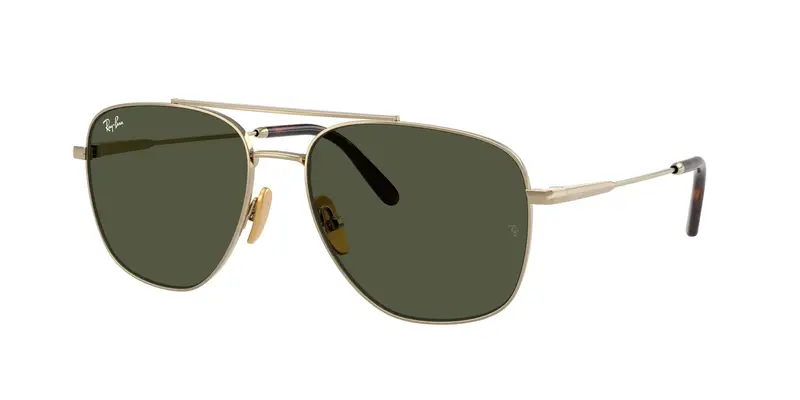 Ray - Ban Unisex RB8097 WILLIAM TITANIUM 926531 Occhiali da sole Titanio Oro Verde G15 Squadrata Normale