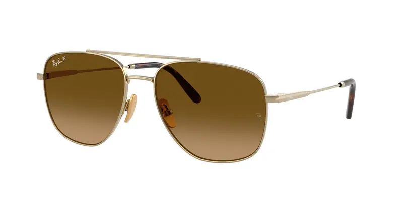 Ray - Ban Unisex RB8097 WILLIAM TITANIUM 9265M2 Occhiali da sole Titanio Oro Marrone Squadrata Polarizzata