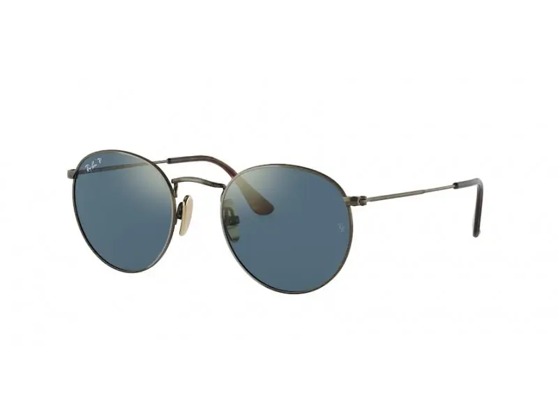 Ray - Ban Unisex RB8247 ROUND 9207T0 Occhiali da sole Titanio Bronzo / Rame Blu Rotonda Polarizzata Specchiato