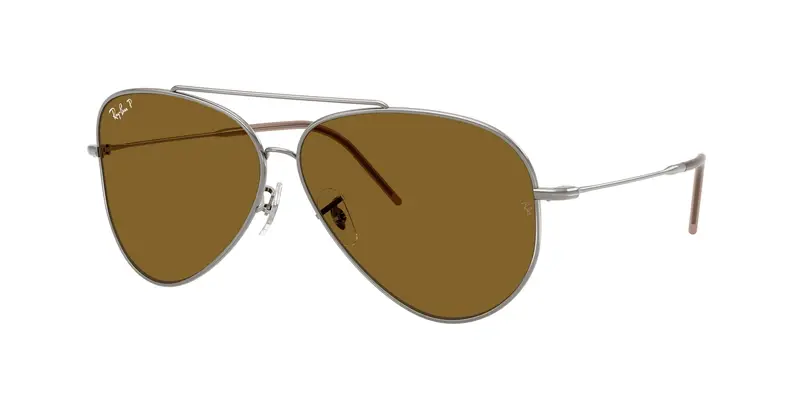 Ray - Ban Unisex RBR0101S AVIATOR REVERSE 004/83 Occhiali da sole Metallo Grigio Marrone Pilot Polarizzata