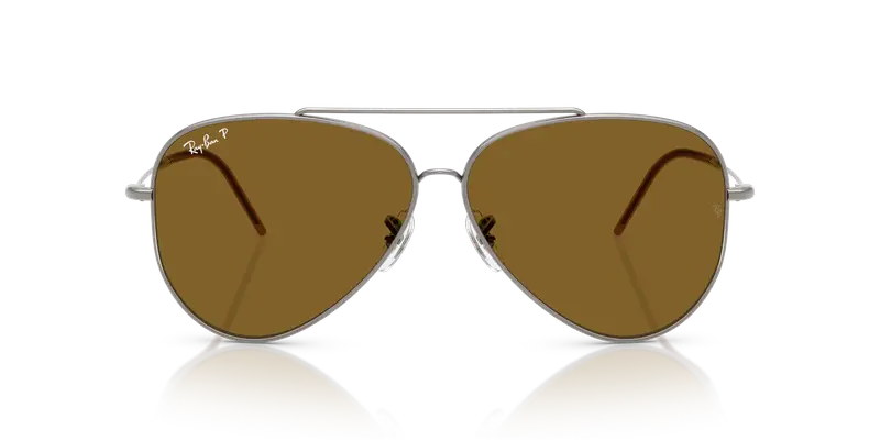 Ray - Ban Unisex RBR0101S AVIATOR REVERSE 004/83 Occhiali da sole Metallo Grigio Marrone Pilot Polarizzata miniatura 2