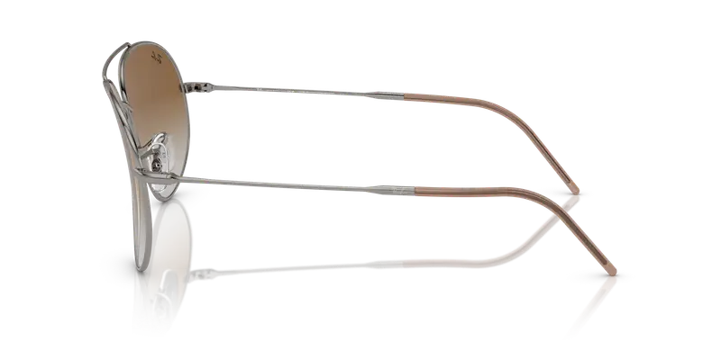 Ray - Ban Unisex RBR0101S AVIATOR REVERSE 004/CB Occhiali da sole Metallo Grigio Marrone Pilot Normale Sfumato miniatura 3
