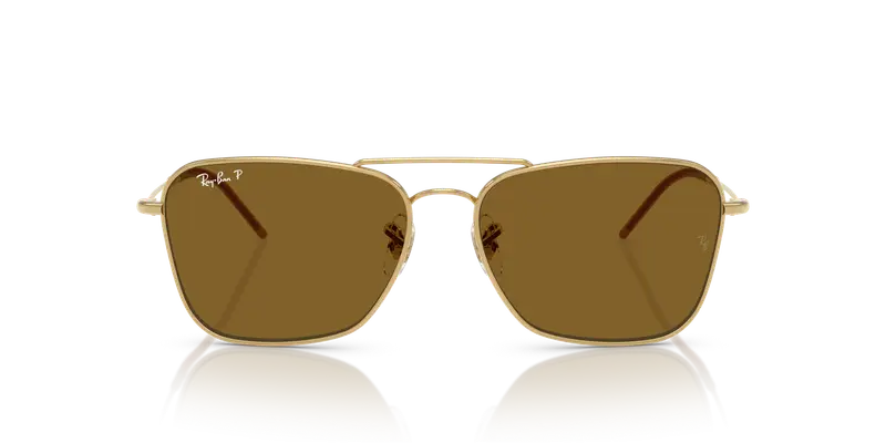 Ray - Ban Unisex RBR0102S CARAVAN REVERSE 001/83 Occhiali da sole Metallo Oro Marrone Squadrata Polarizzata miniatura 2