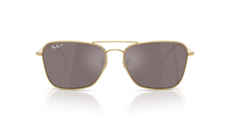 Ray - Ban Unisex RBR0102S CARAVAN REVERSE 001/LB Occhiali da sole Metallo Oro Rosa Squadrata Polarizzata Specchiato miniatura 2