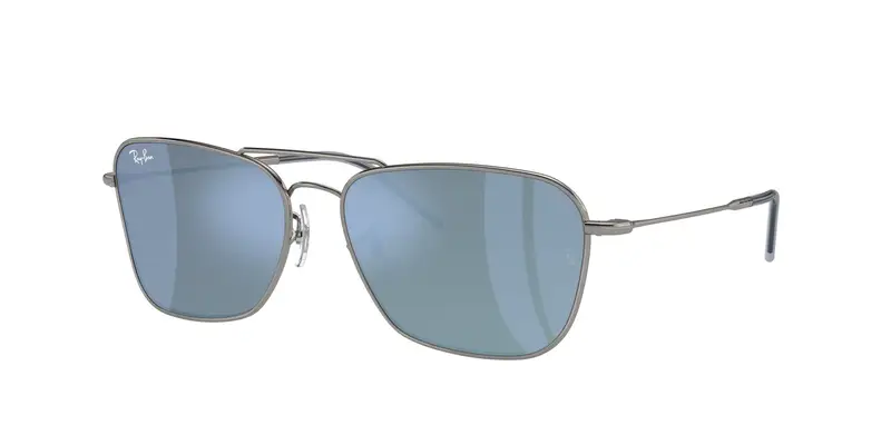 Ray - Ban Unisex RBR0102S CARAVAN REVERSE 004/GA Occhiali da sole Metallo Grigio Blu Squadrata Normale Specchiato