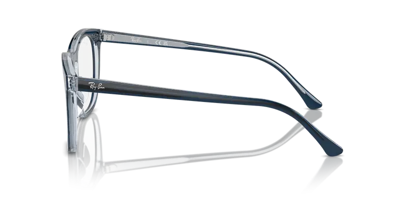 Ray - Ban Unisex RX2210V 8324 Montature da vista Acetato Blu Trasparente Squadrata Normale miniatura 3