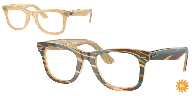 Ray - Ban Unisex RX4340V WAYFARER EASE 8383 Montature da vista Acetato Marrone Trasparente Squadrata Normale