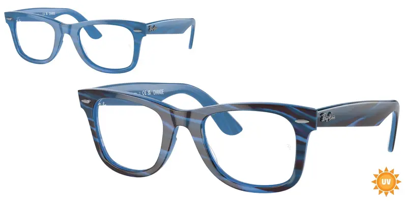 Ray - Ban Unisex RX4340V WAYFARER EASE 8384 Montature da vista Acetato Blu Trasparente Squadrata Normale