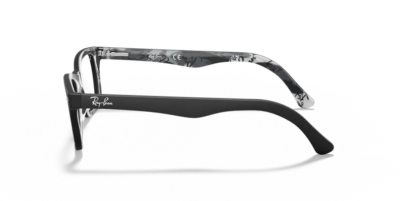 Ray - Ban Unisex RX5228 5405 Montature da vista Acetato Nero Trasparente Squadrata Normale miniatura 3