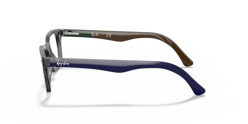 Ray - Ban Unisex RX5228 5546 Montature da vista Acetato Grigio Trasparente Squadrata Normale miniatura 3