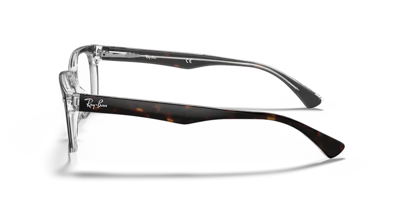 Ray - Ban Unisex RX5286 5082 Montature da vista Acetato Marrone Trasparente Squadrata Normale miniatura 3