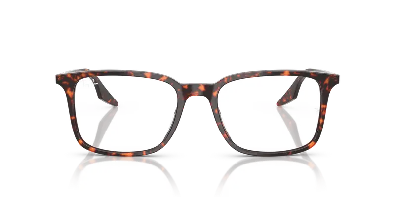 Ray - Ban Unisex RX5421 8423 Montature da vista Acetato Rosso Trasparente Squadrata Normale miniatura 2