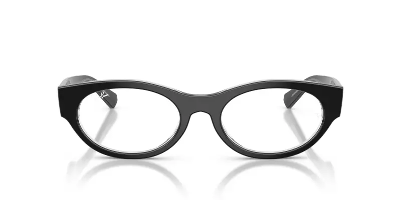 Unisex RX5447 2034 Montature da vista Acetato Nero Trasparente Rotonda Normale miniatura 3