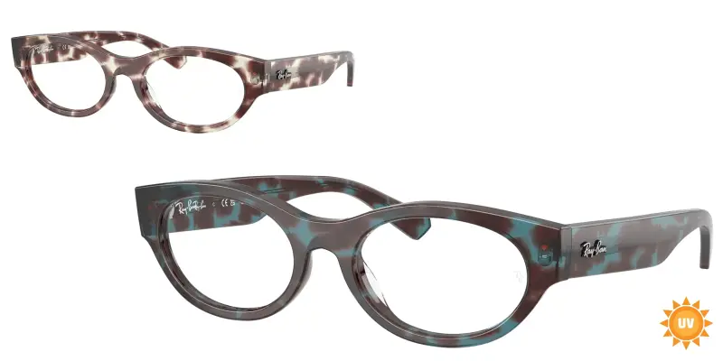 Unisex RX5447 8458 Montature da vista Acetato Blu Trasparente Rotonda Normale