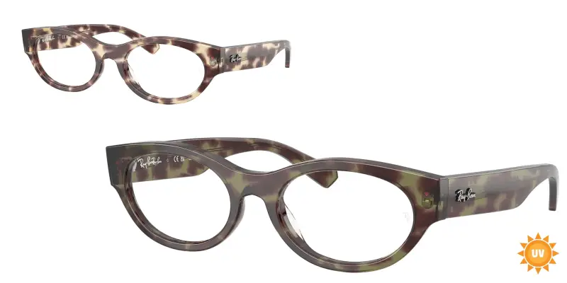 Unisex RX5447 8459 Montature da vista Acetato Marrone Trasparente Rotonda Normale