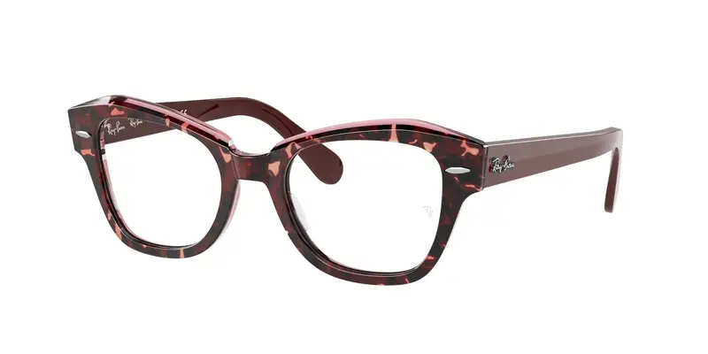 Ray - Ban Unisex RX5486 STATE STREET 8097 Montature da vista Acetato Rosso Trasparente Geometrica Normale