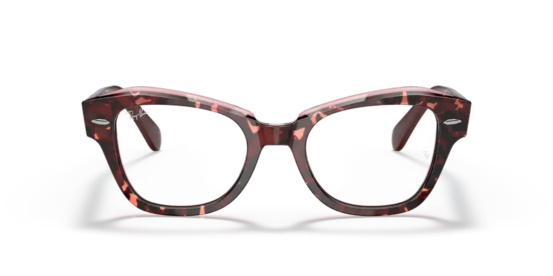 Ray - Ban Unisex RX5486 STATE STREET 8097 Montature da vista Acetato Rosso Trasparente Geometrica Normale miniatura 2