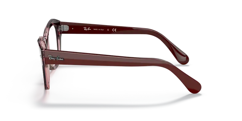 Ray - Ban Unisex RX5486 STATE STREET 8097 Montature da vista Acetato Rosso Trasparente Geometrica Normale miniatura 3