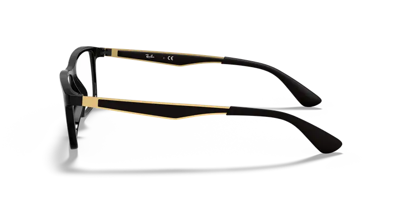 Ray - Ban Unisex RX7056 5644 Montature da vista Iniettato Nero Trasparente Squadrata Normale miniatura 3