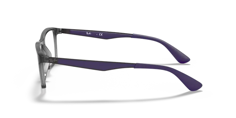 Ray - Ban Unisex RX7056 5814 Montature da vista Iniettato Grigio Trasparente Squadrata Normale miniatura 3