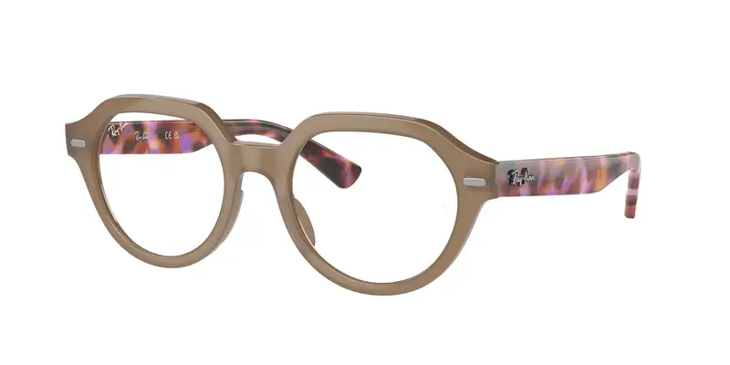 Ray - Ban Unisex RX7214 GINA 8258 Montature da vista Acetato Beige Trasparente Squadrata Normale