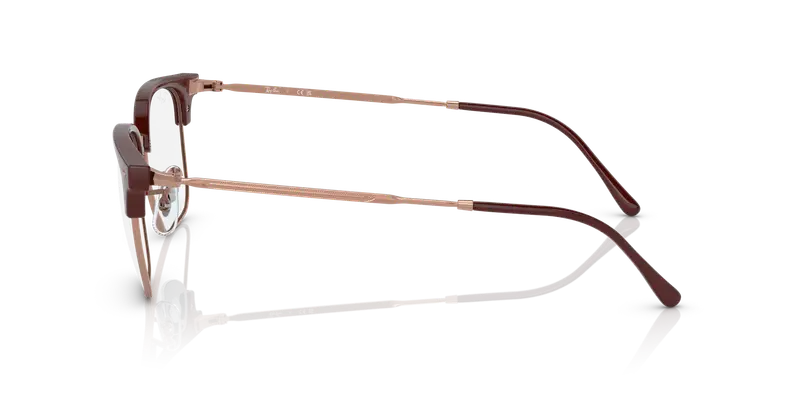 Ray - Ban Unisex RX7216 NEW CLUBMASTER 8209 Montature da vista Acetato Rosso Trasparente Squadrata Normale miniatura 3