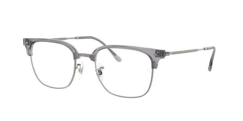 Unisex RX7216 NEW CLUBMASTER 8470 Montature da vista Acetato Grigio Trasparente Squadrata Normale