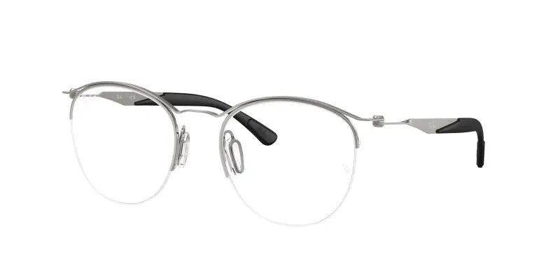 Unisex RX7553 3214 Montature da vista Metallo Grigio Trasparente Rotonda Normale