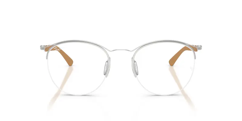 Unisex RX7553 3216 Montature da vista Metallo Argento Trasparente Rotonda Normale miniatura 3