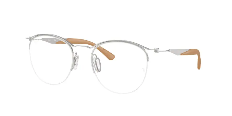 Unisex RX7553 3216 Montature da vista Metallo Argento Trasparente Rotonda Normale