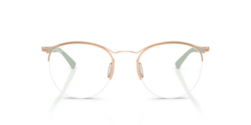 Unisex RX7553 3217 Montature da vista Metallo Oro Trasparente Rotonda Normale miniatura 3