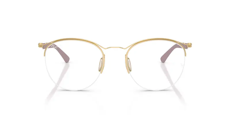 Unisex RX7553 3218 Montature da vista Metallo Oro Trasparente Rotonda Normale miniatura 3