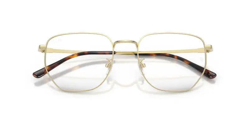 Unisex RX8776D 1251 Montature da vista Titanio Oro Trasparente Geometrica Normale miniatura 2